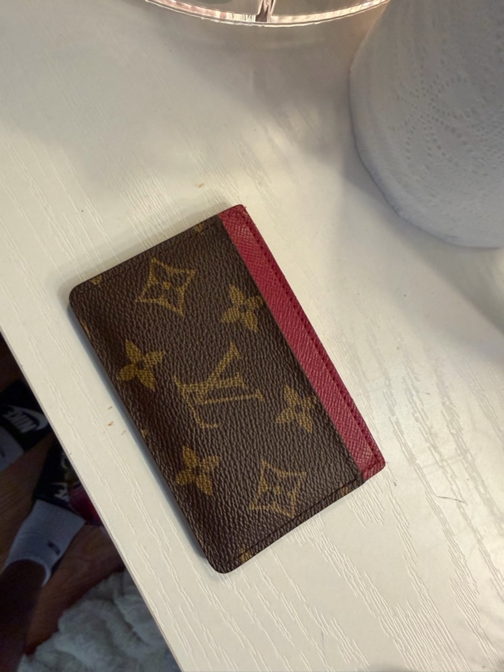 Monogram Card Holder with Burgundy Trim - Picture 4 of 6
